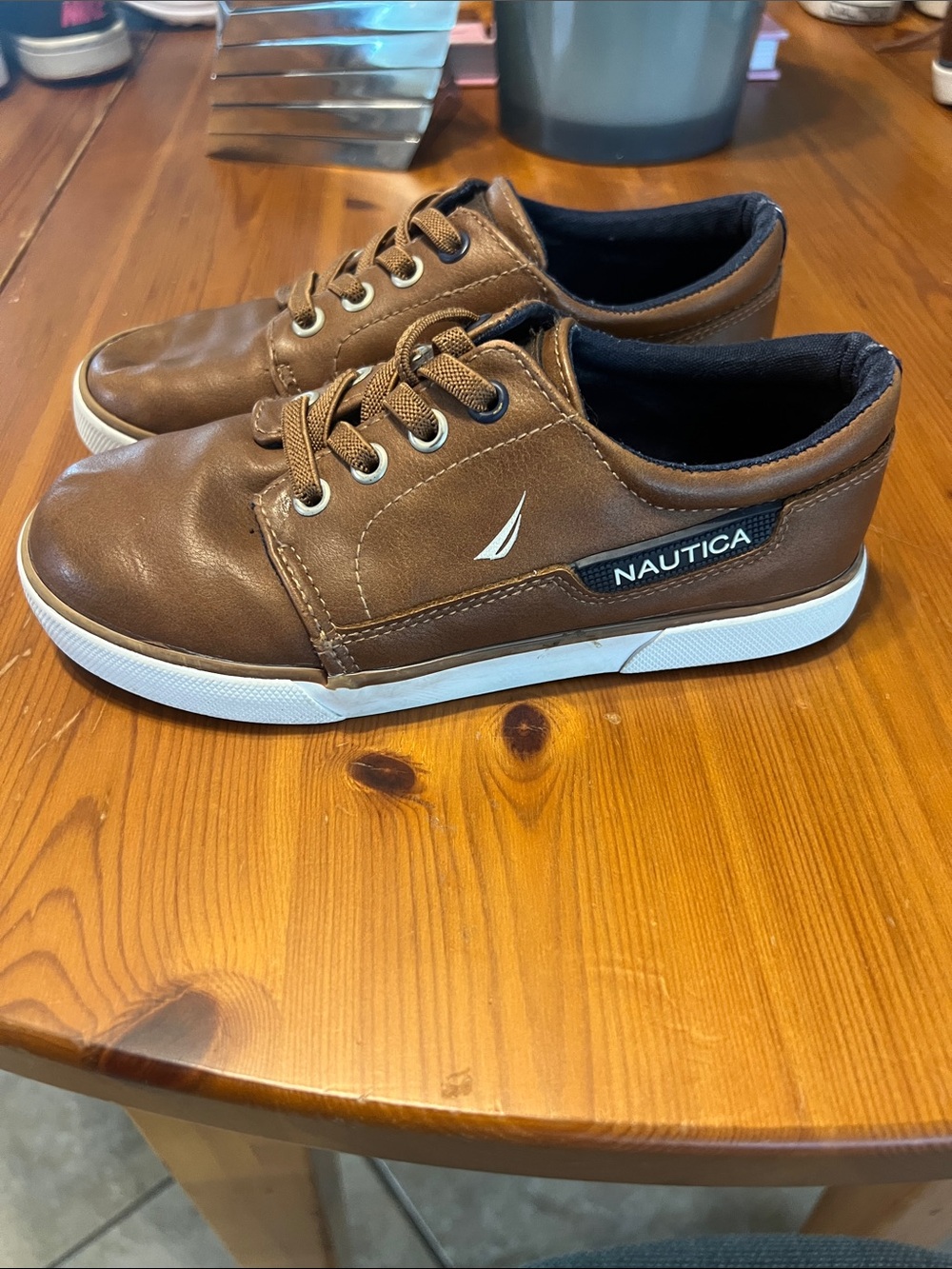 Nautica Kids Brown Low-Top Casual Boat Sneakers